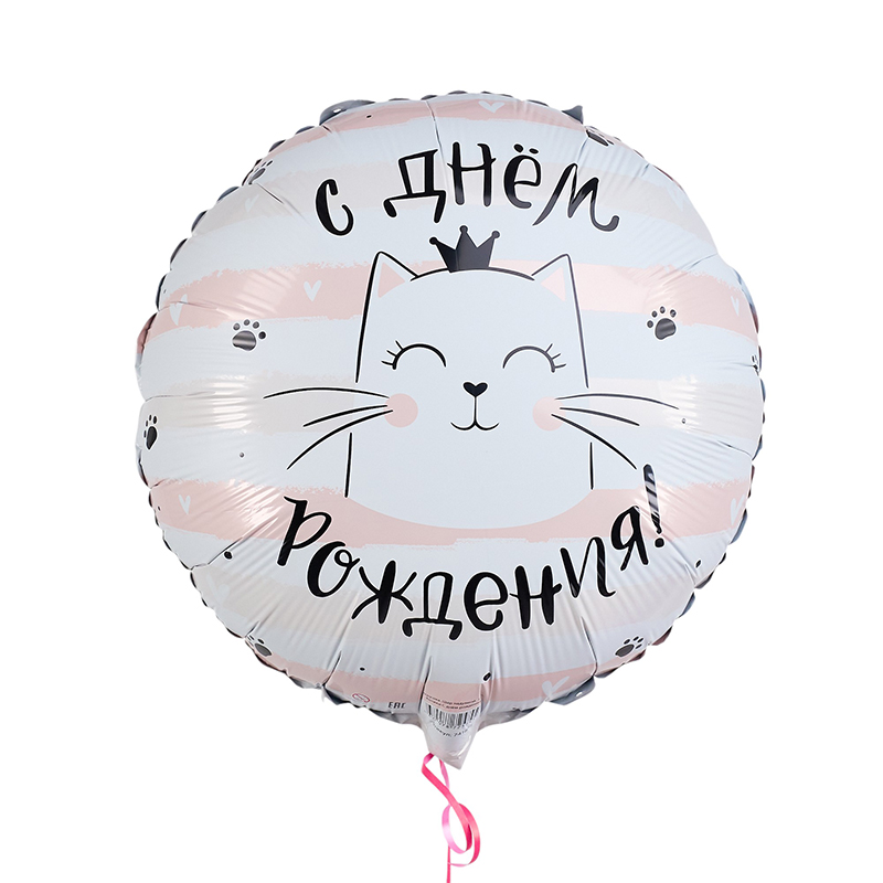 Котики С днем рождения в упаковке (дизайн ООО БРАВО), фольгированный шар