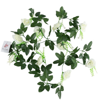 Гирлянда цветочная с листьями, белая