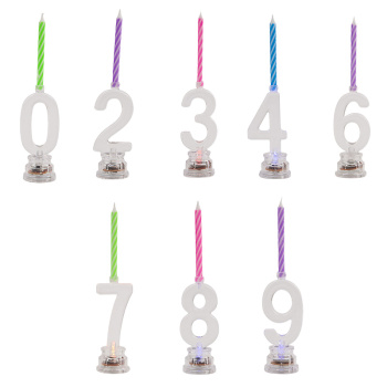Набор тортовых классических свечей с мигающим держателем Цифра "0"