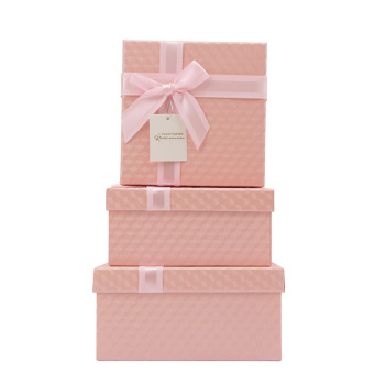 Набор подарочных коробок 3 в 1 "Розовый с бантом"