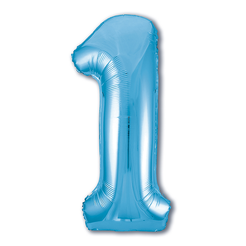 Цифра 1 Нежная голубая в упаковке / One, фольгированный шар