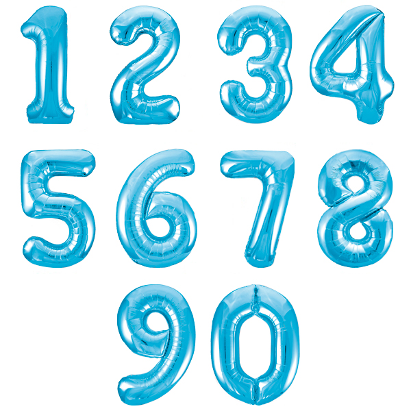 Цифра 4 Нежная голубая в упаковке / Four, фольгированный шар