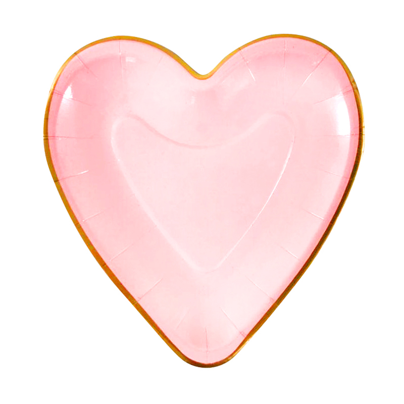 Тарелки формовые "Сердце" Розовое с тиснением