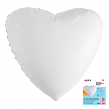 Сердце белый в упаковке, фольгированный шар