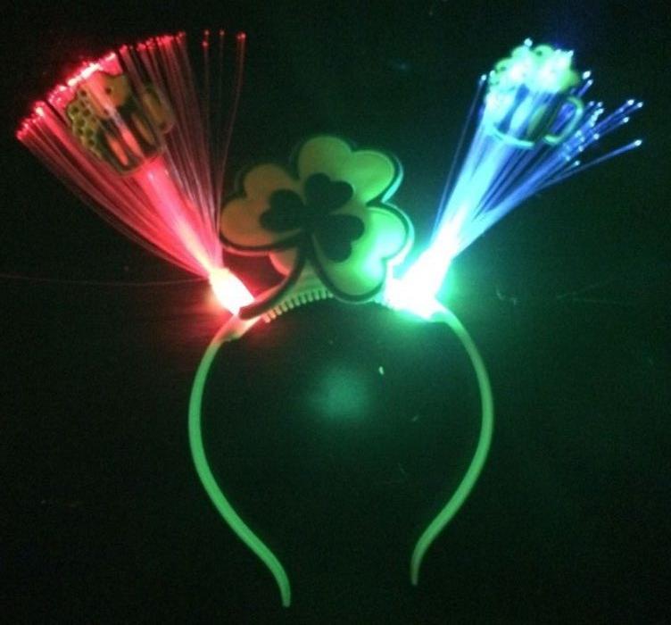 Карнавальный ободок-антеннки «Клевер на удачу» с подсветкой