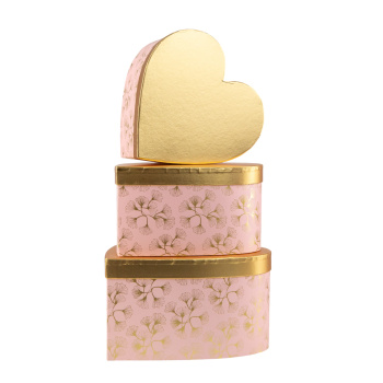 Набор подарочных коробок для цветов 3 в 1 «Сердце» Розовый
