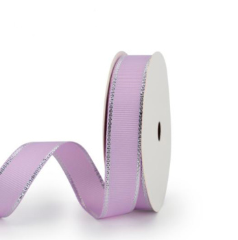 Лента Репсовая Нежно-сиреневая с серебряной нитью
