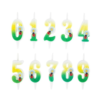 Свеча тортовая цифра "С ромашками" 0