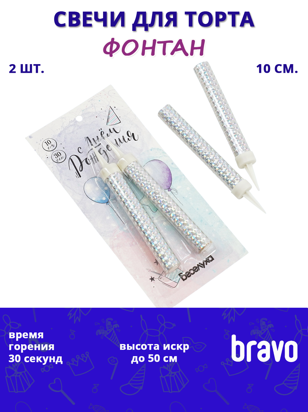 Тортовая свеча "Фонтан" 30 сек.