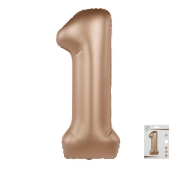 Цифра 1 Латте сатин матовый SLIM в упаковке, фольгированные шары
