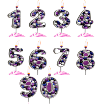 Свеча тортовая цифра 0 "Пузырьки" Серебро