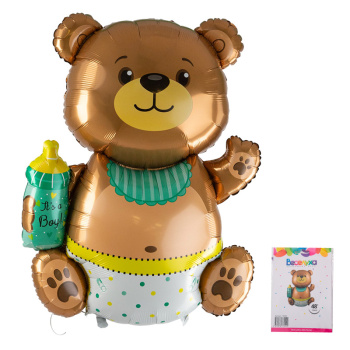 Мишка-малыш в упаковке, фольгированный шар