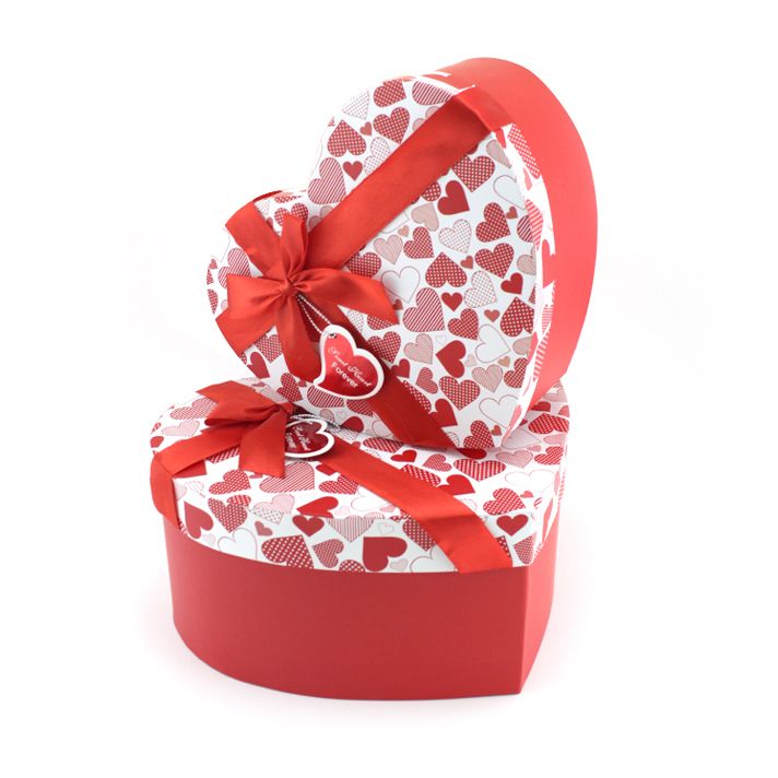Набор подарочных коробок 2 в 1 "С любовью. Сердца" Красный с бантом