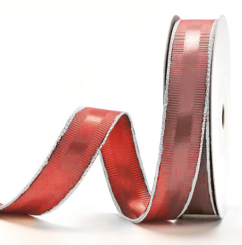 Лента Полоса Бордовый с серебряной нитью