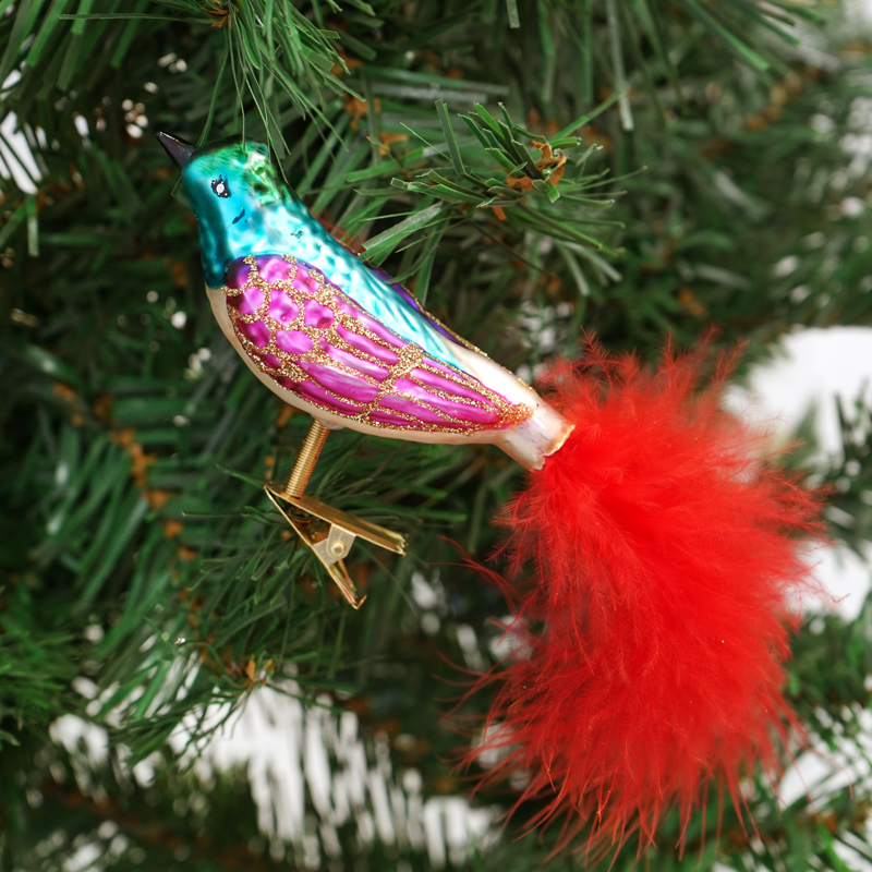 Елочная игрушка "Птичка с пером", в подарочной упаковке УЦЕНКА