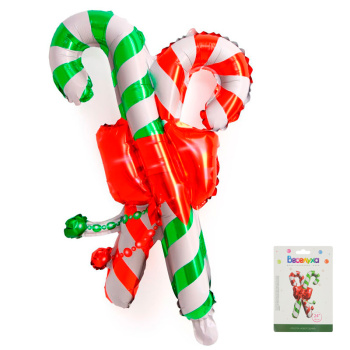 Трости новогодние в упаковке, фольгированный шар