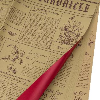 Пленка матовая, газета / крафт бордовый