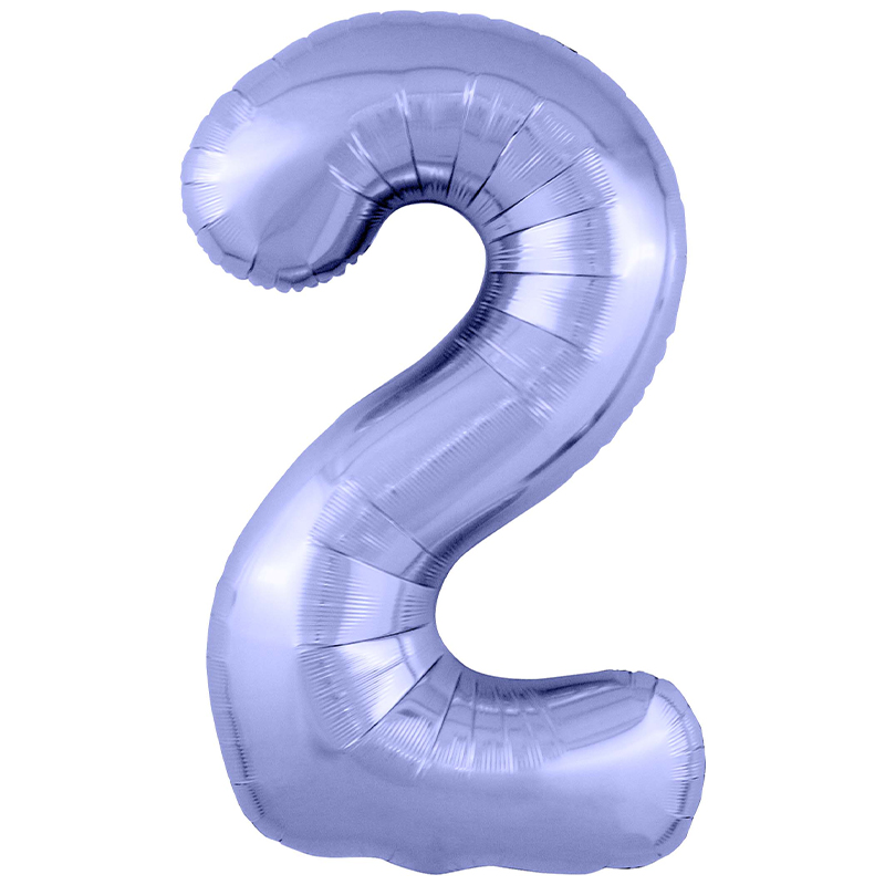Цифра 2 Фиолетовая пастель Slim в упаковке, фольгированный шар