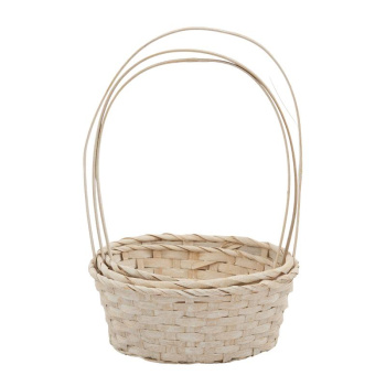 Набор корзин плетеных с ручкой 3 в 1. Бамбук, белый