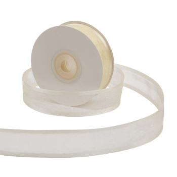 Лента полосы Атлас и органза Белый песок