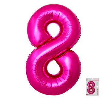 Цифра 8 Фуксия SLIM в упаковке, фольгированные шары