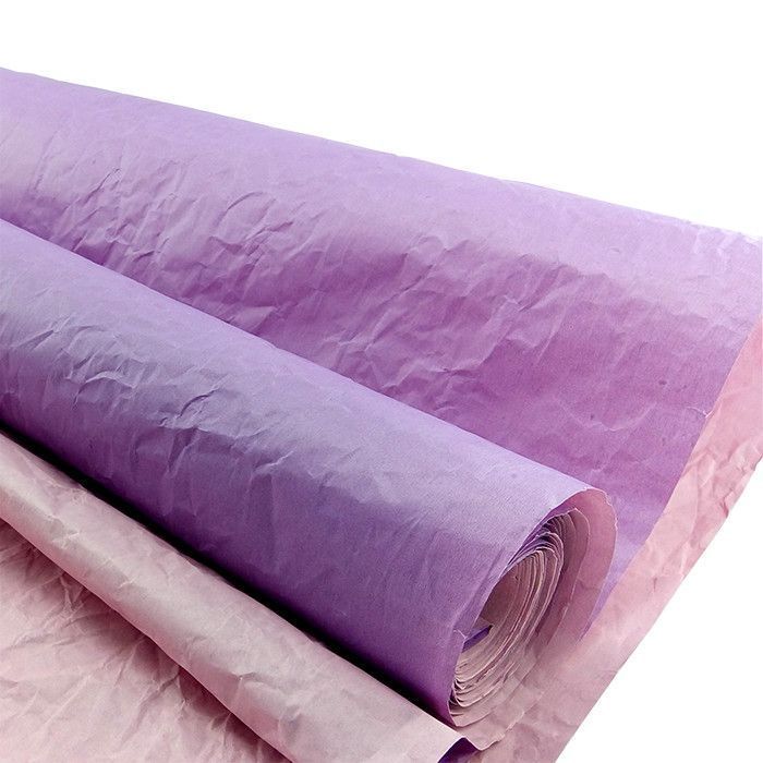 Бумага упаковочная Эколюкс (жатая) Сиреневая - Розовая