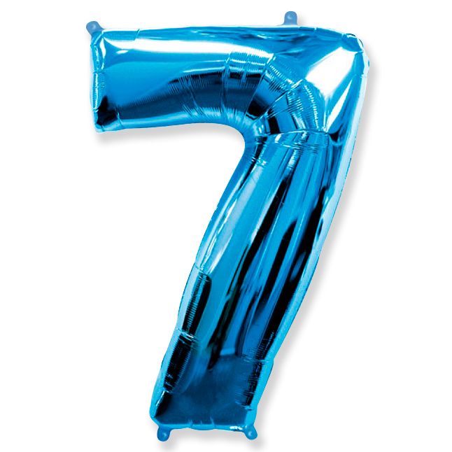 Цифра 7 Синяя / Seven, фольгированный шар