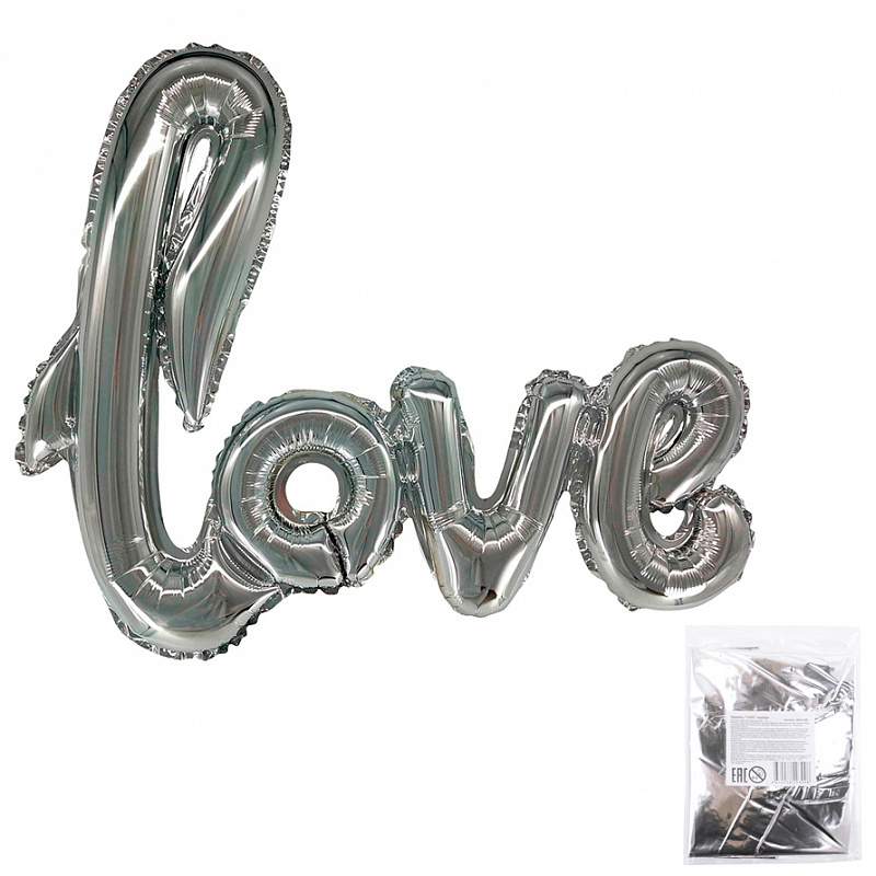 Надпись "LOVE" Серебро в упаковке (НДС 10%)
