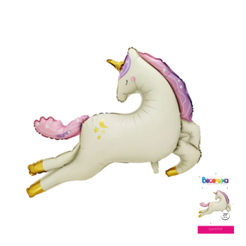 Единорог нежный сатин в упаковке, фольгированный шар