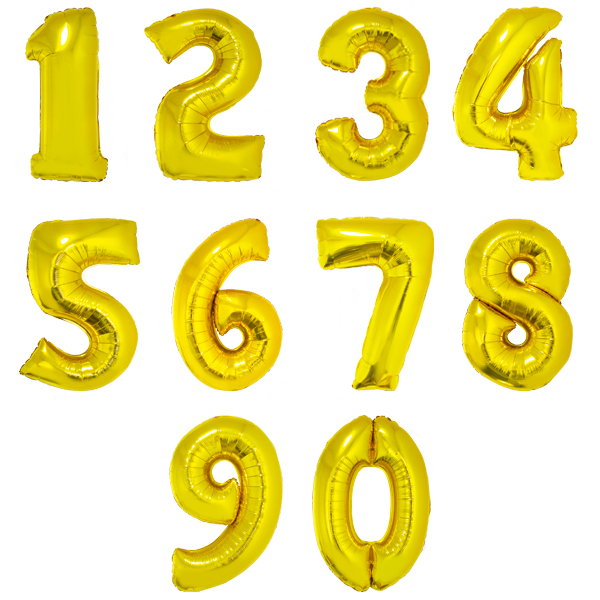Цифры Золото в упаковке, фольгированные шары