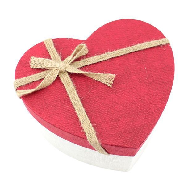 Набор подарочных коробок 2 в 1 "Рустик. Сердце" Красный с бантом