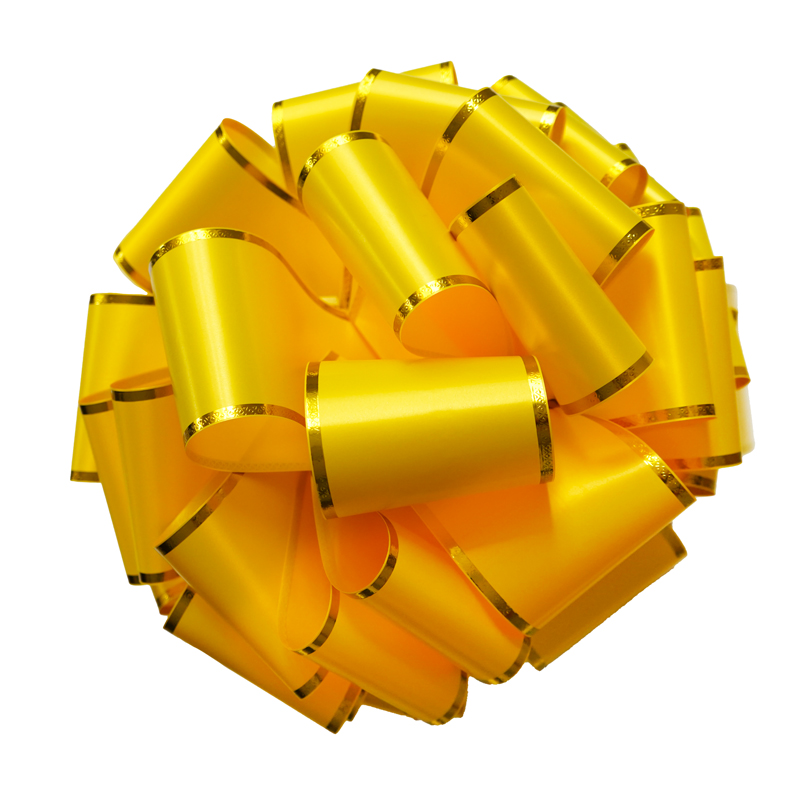 Подарочный Бант-шар "Гигант" Желтый с золотой полоской 