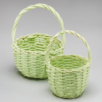Набор корзин плетеных с ручкой. Ива, зелёный