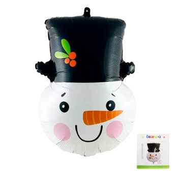 Снеговик голова в упаковке, фольгированный шар