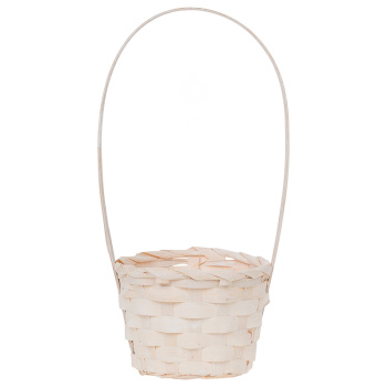 Корзина с ручкой, бамбук белая