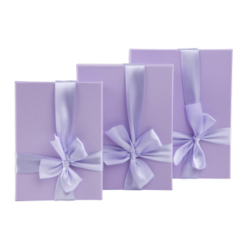 Набор подарочных коробок 3 в 1 с бантом, лавандовый матовый