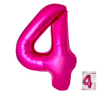 Цифра 4 Фуксия SLIM в упаковке, фольгированные шары