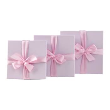 Набор подарочных коробок 3 в 1 с бантом, лиловый матовый