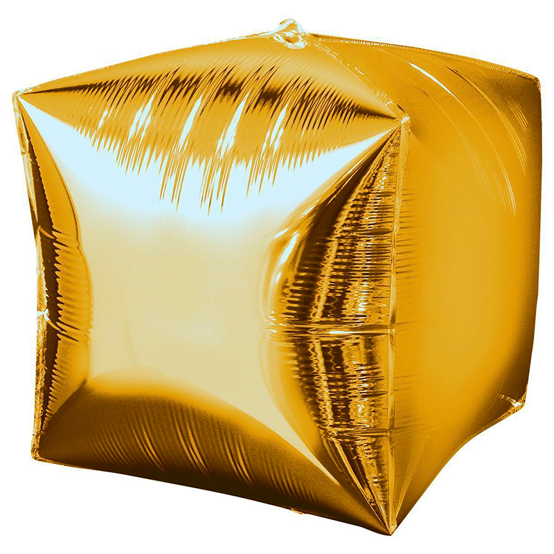 Куб 3D Золото, фольгированный шар