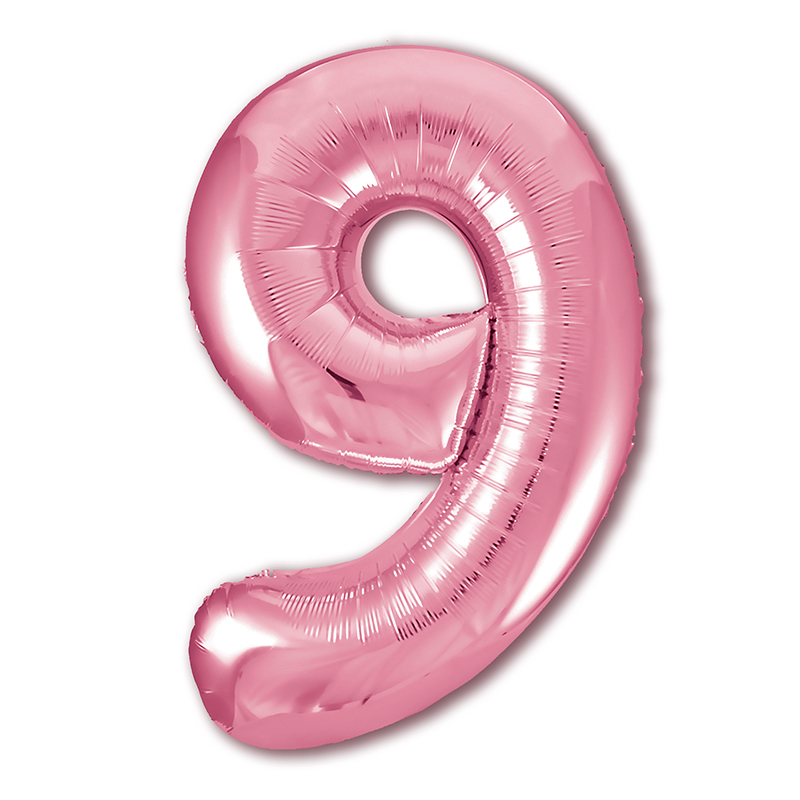Цифра 9 Нежная розовая в упаковке / Nine, фольгированный шар
