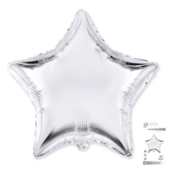 Звезда Серебро в упаковке, фольгированный шар