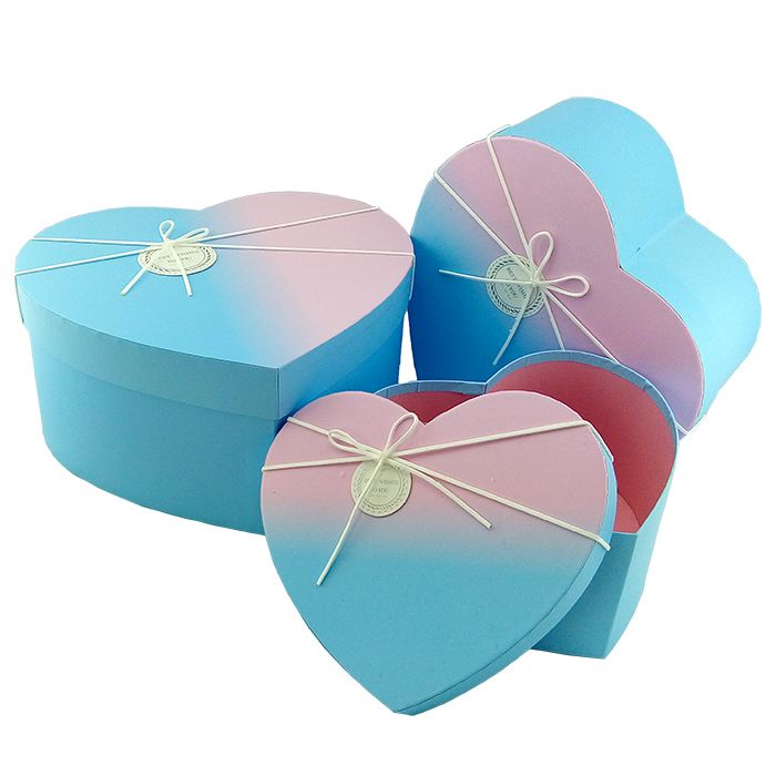 Набор подарочных коробок 3 в 1 "Градиент" Розово-голубой с бантом