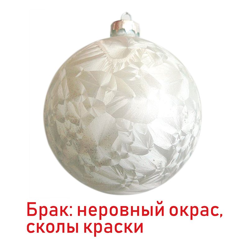 Новогодний стеклянный шар "Белый иней" УЦЕНКА