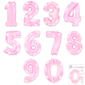 Цифра 0 Розовая в упаковке, фольгированные шары