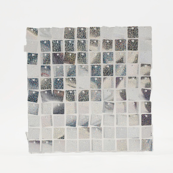 Декоративные панели с пайетками на прозрачной основе Квадраты, Серебро лазер