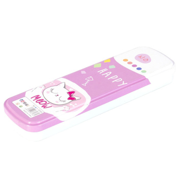 Пенал металлический 2 отделения, "Happy", ассорти