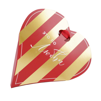 Коробка складная "Сердце", Бордо, Тиснение фольгой