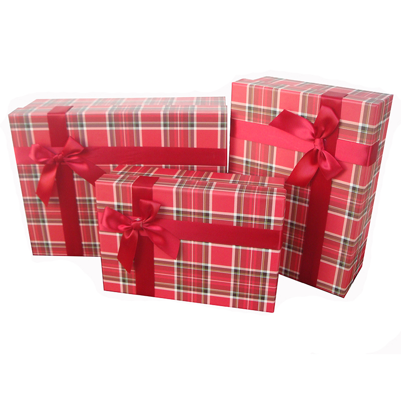 Набор подарочных коробок 3 в 1 "Строгий" Вишневый с бантом
