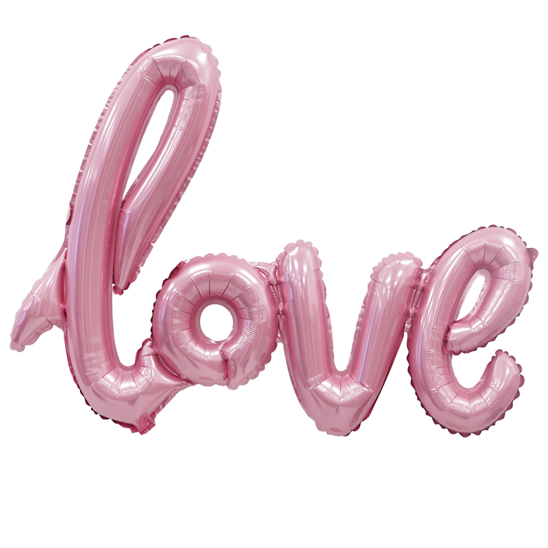 Надпись "LOVE" розовая в упаковке, фольгированный шар