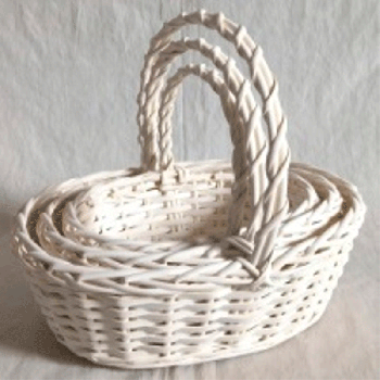 Набор корзин плетеных с ручкой 3 в 1. Ива, белый / большая 31*25*13 см